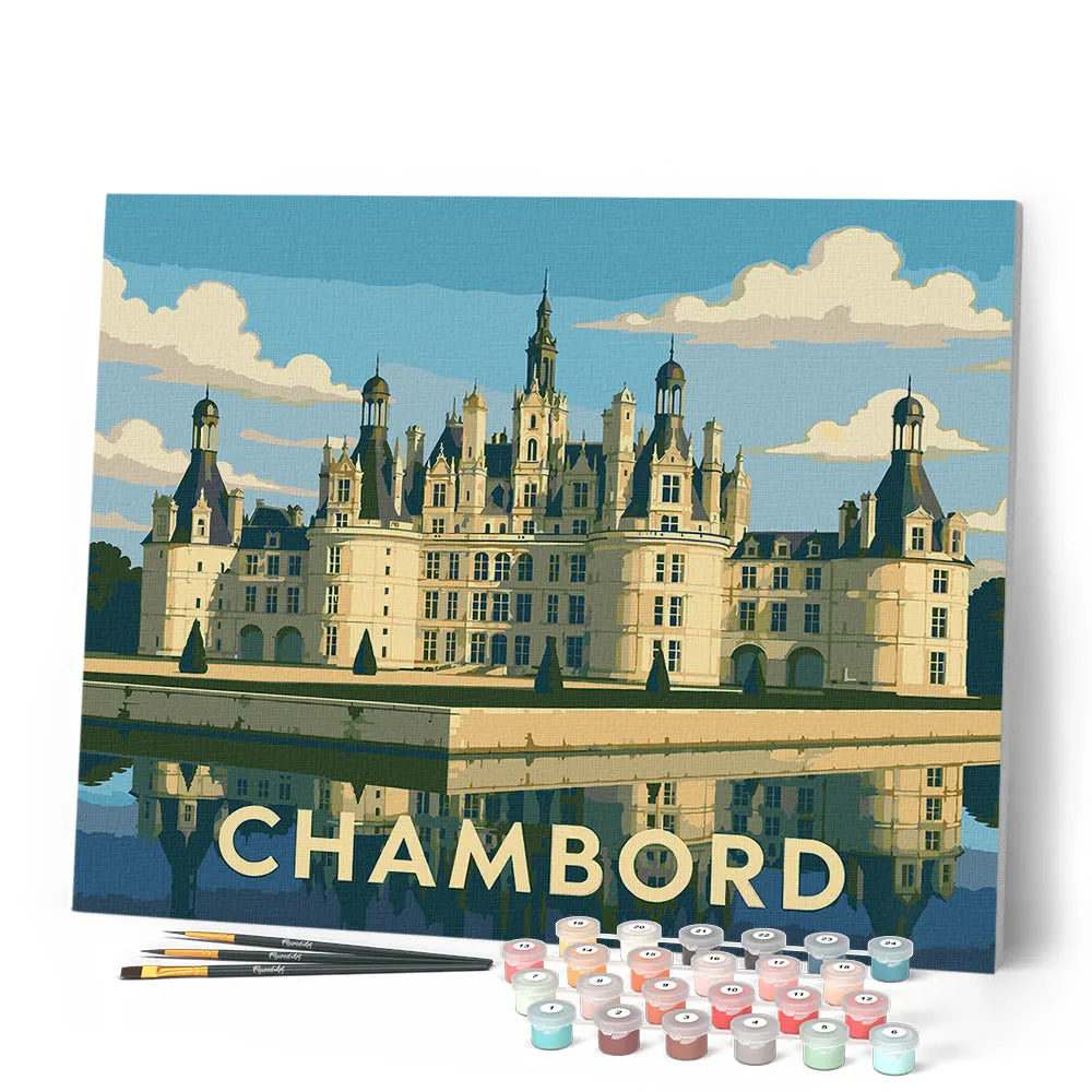 Figured'Art Kasteel van Chambord schilderen op nummer 40x50 cm kasteel