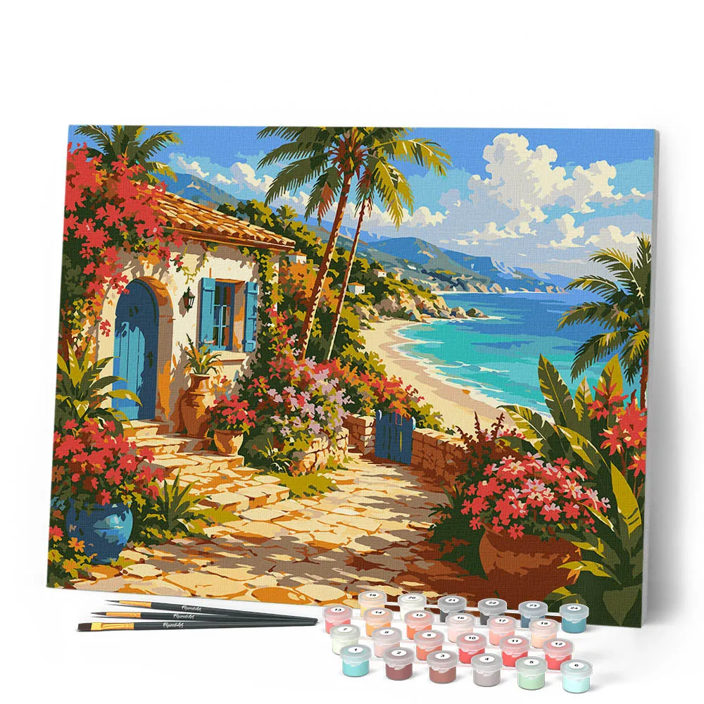 Figured'Art Schilderen op Nummer Mediterrane Kustvlucht 40x50 cm stad