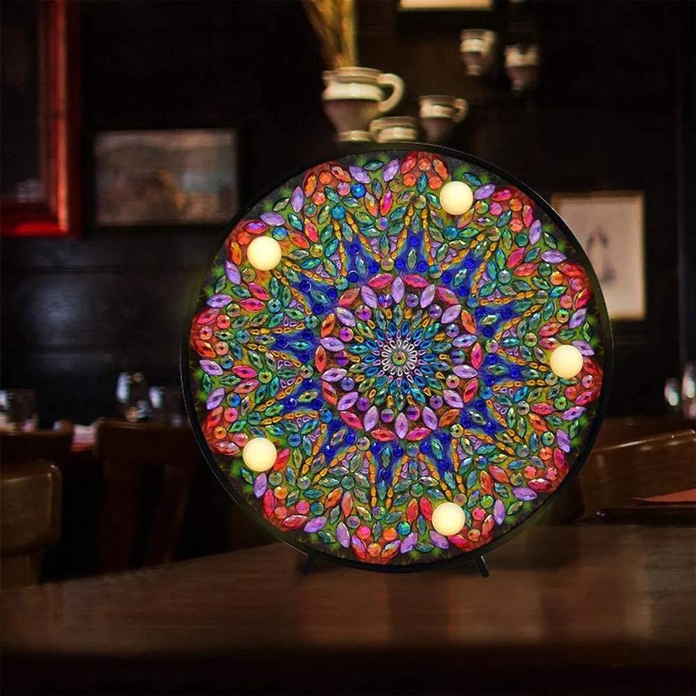 Figured'Art Groene Mandala LED diamond painting lamp 15cm
