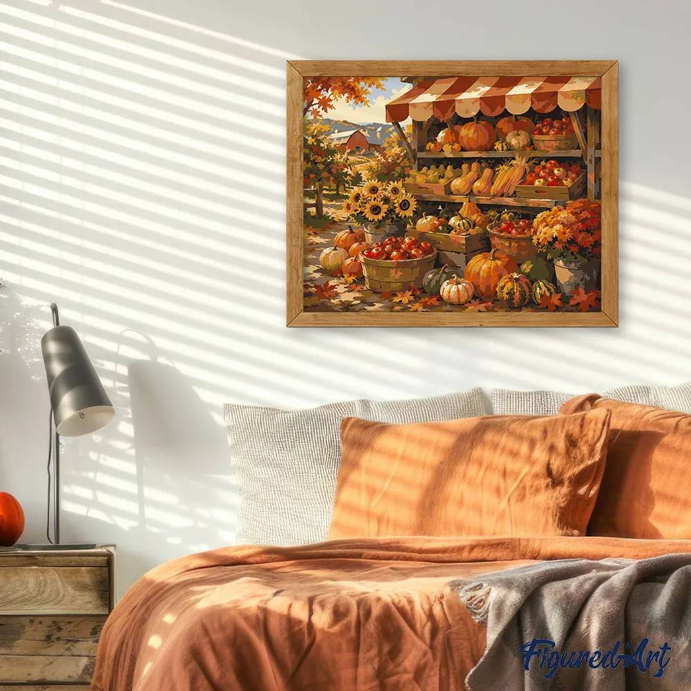 Figured'Art Rustieke Herfstmarkt schilderen op nummer 40x50cm herfst