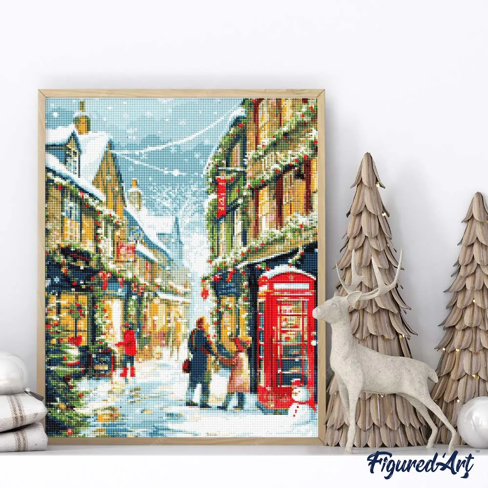 Figured'Art Britse Feeststraat diamond painting 40x50cm kerst