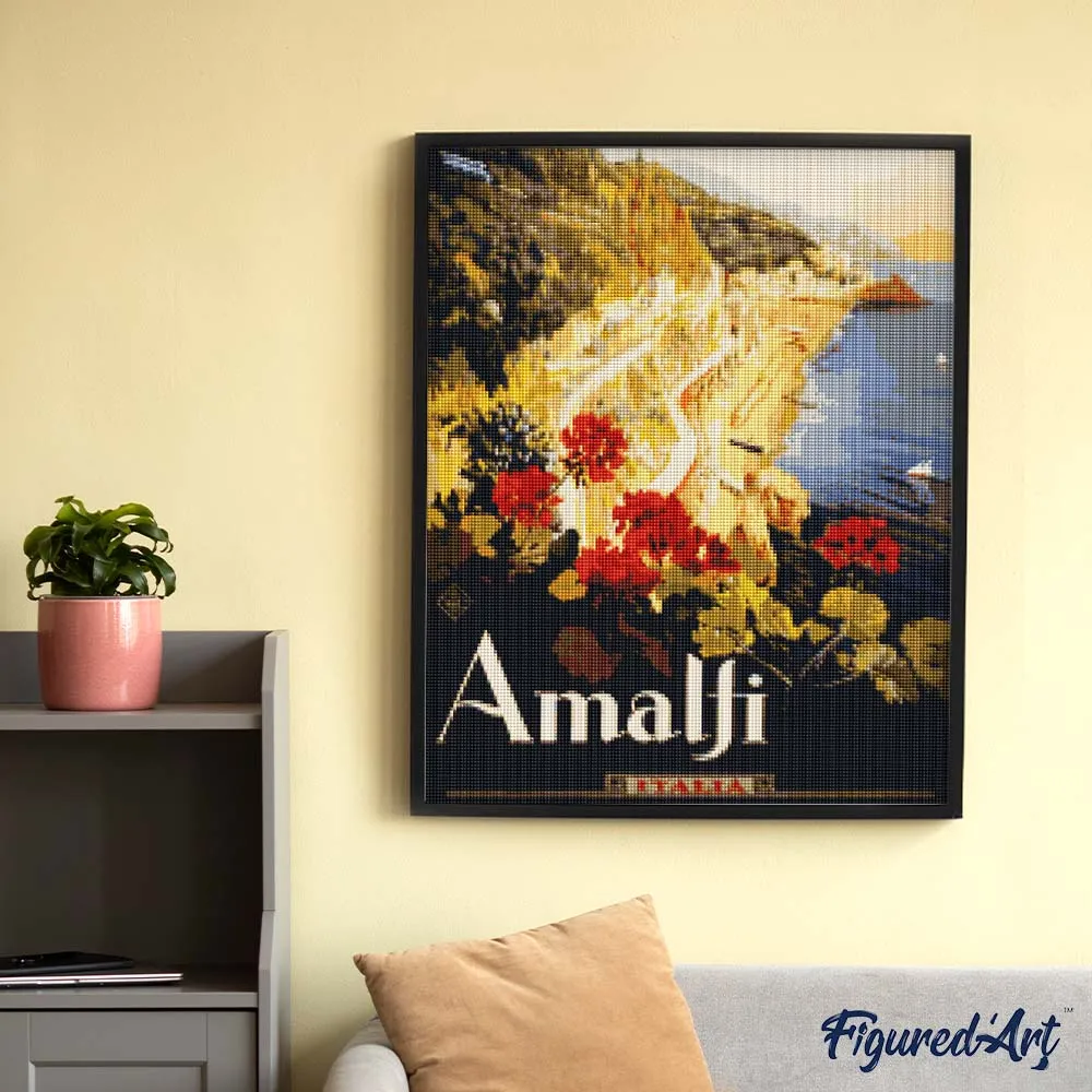 Figured'Art Amalfi-droom diamond painting 20x25cm vintage poster