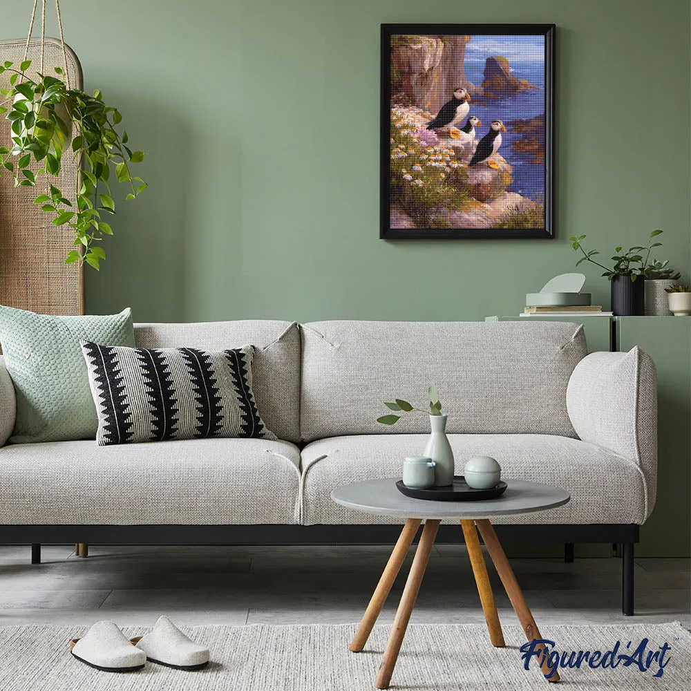 Figured'Art Papegaaiduiker zonsondergang diamond painting 40x50