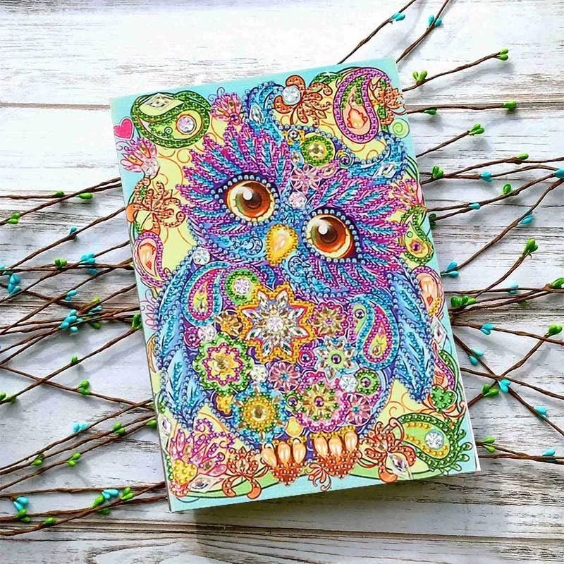 Figured'Art Uil diamond painting notitieboek A5 ronde steentjes
