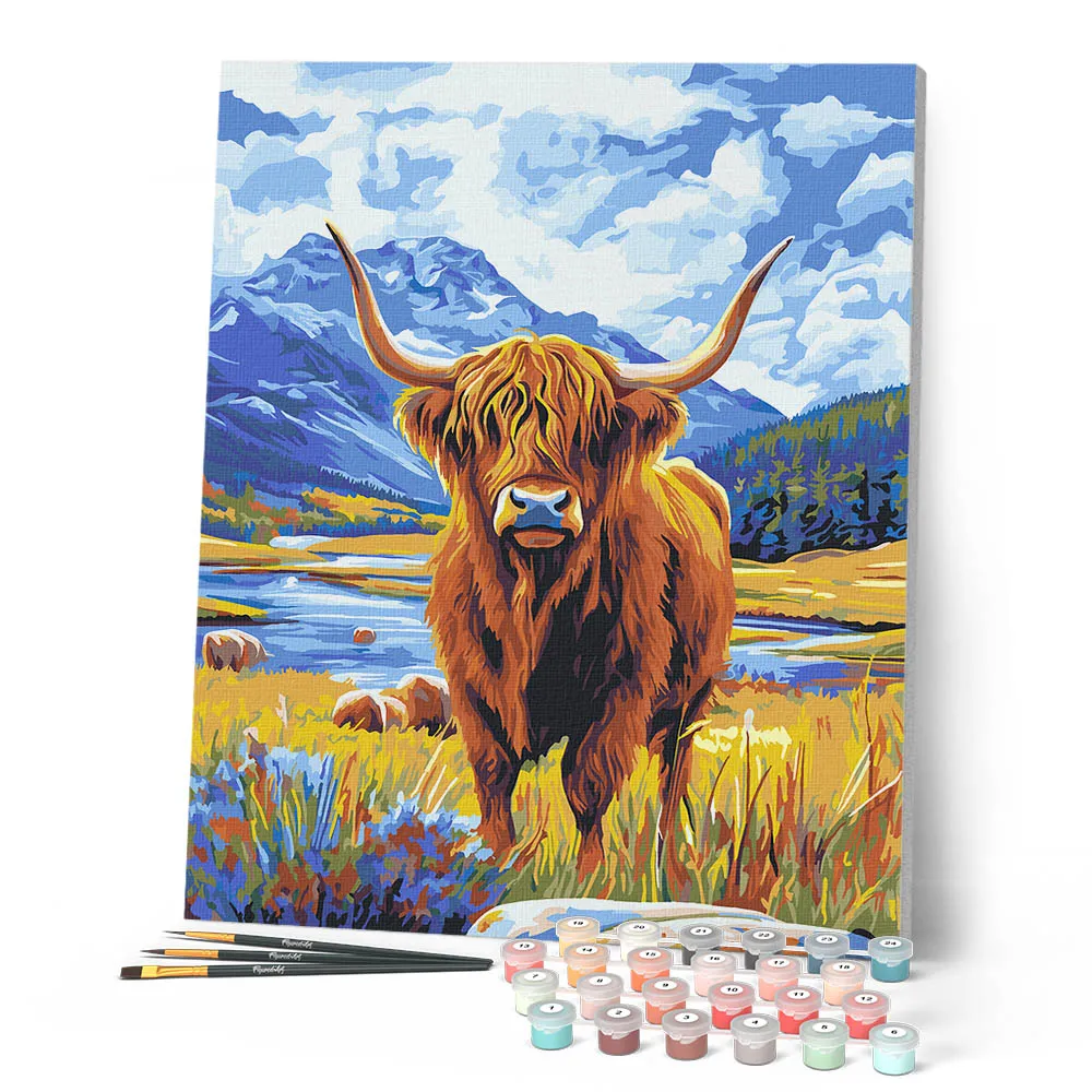 Figured'Art Schotse Hooglander schilderen op nummer 40x50 dieren