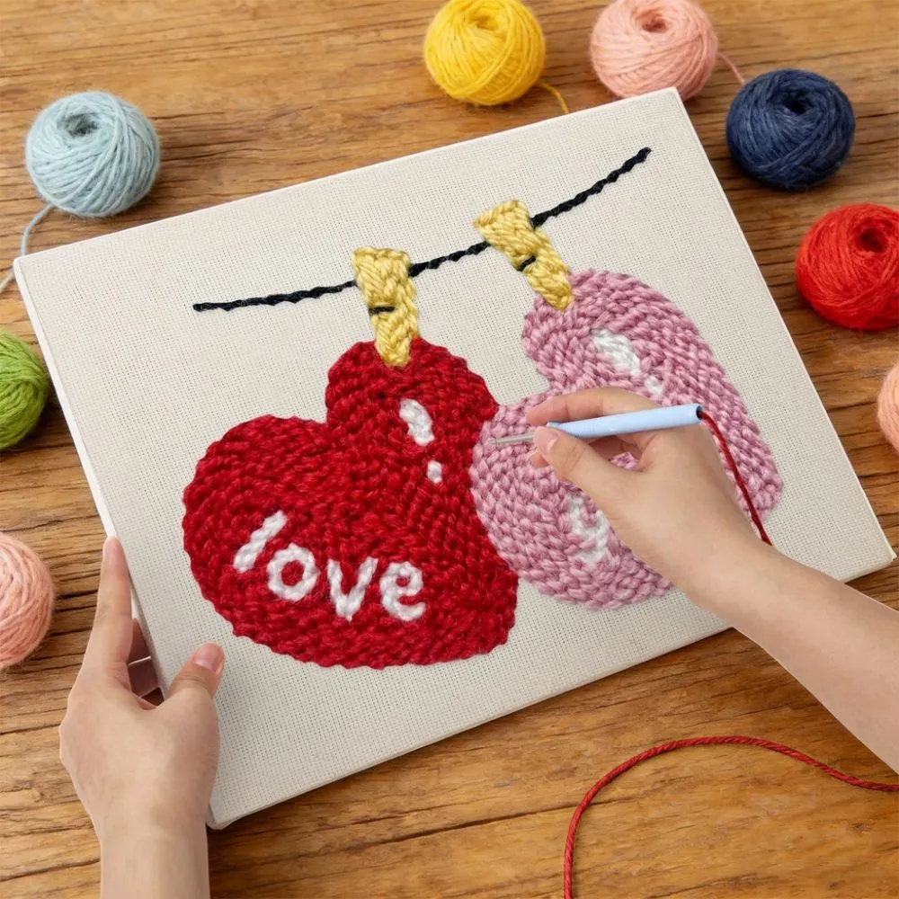 Figured'Art Liefde in de Lucht punch needle 20x30 cm frame