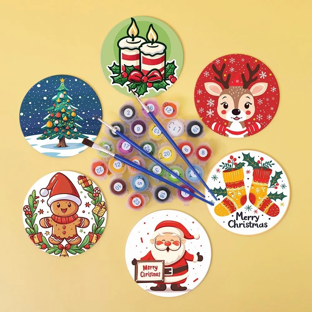Figured'Art Kerst onderzetters schilderen op nummer 10cm 6st