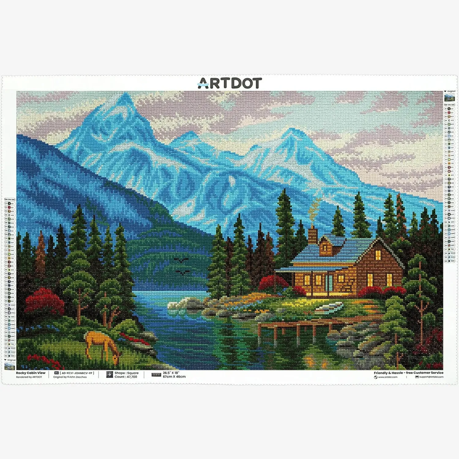 ARTDOT Rocky Cabin View diamond painting huisje 67,3x45,7cm