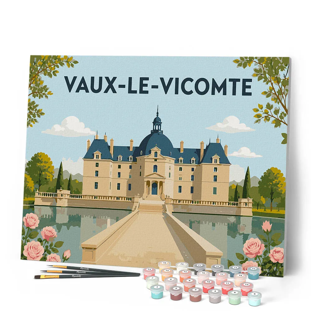 Figured'Art Paleis van Vaux-le-Vicomte schilderij op nummer canvas 40x50 cm