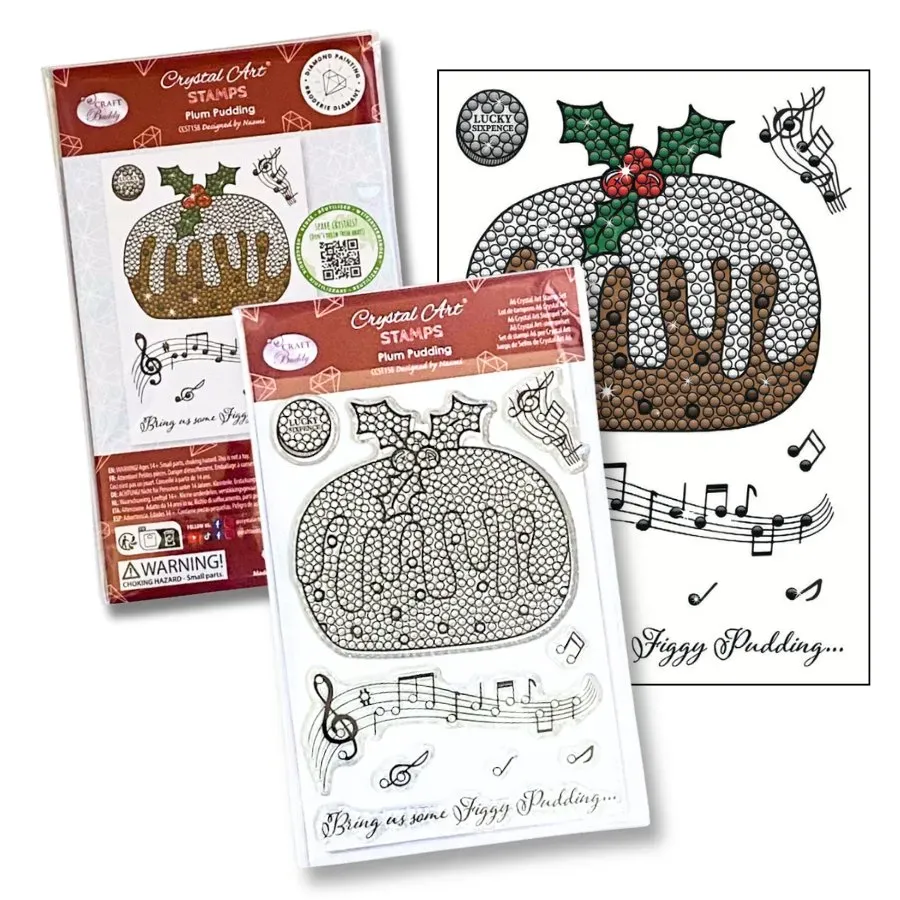 Craft Buddy Crystal Art Plum Pudding A6 stempelset 9 stuks