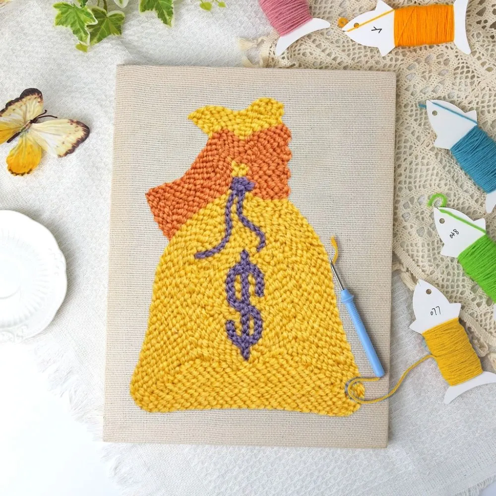 Figured'Art Gouden Geluk punch needle pakket 20x30cm frame