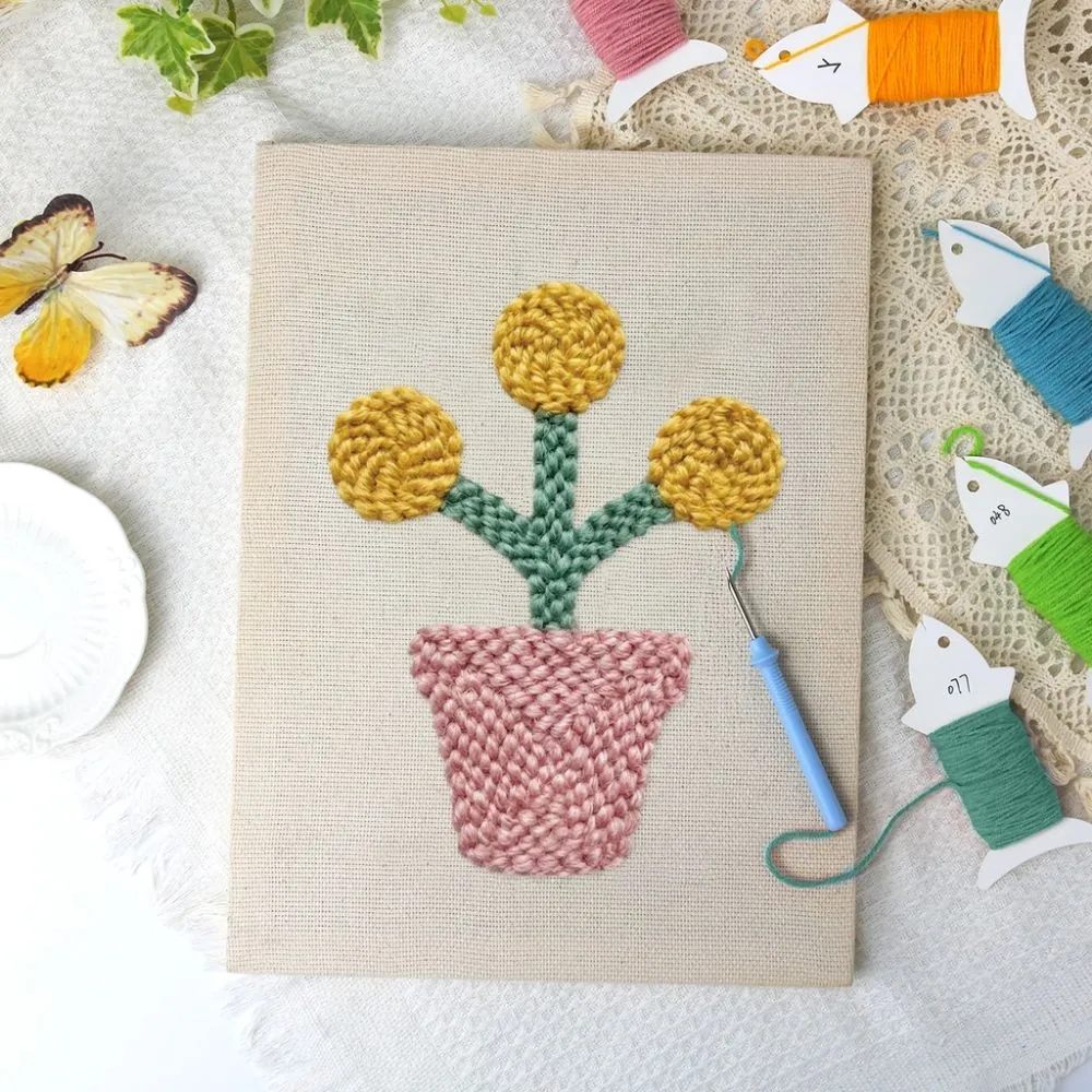 Figured'Art Groene Vingers punch needle pakket 20x30cm katoen