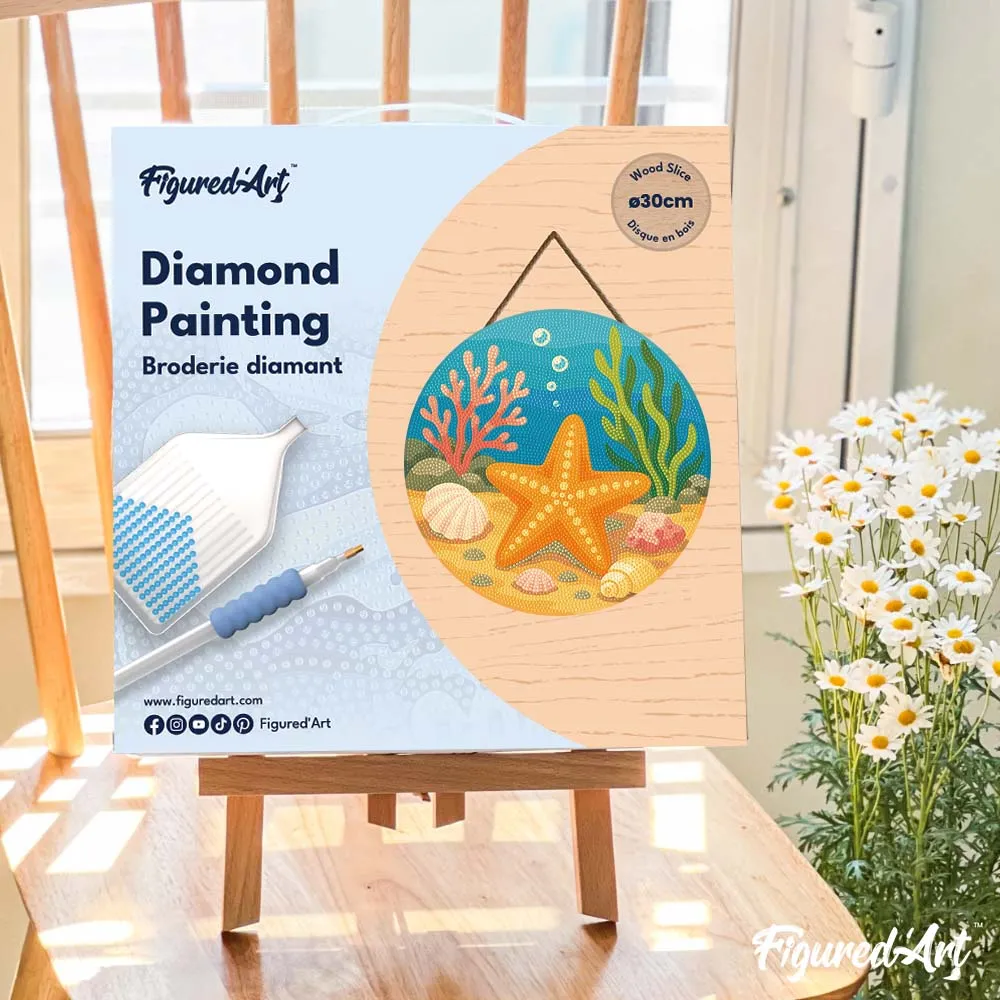 Figured'Art Zeester diamond painting houten schijf 30cm rond