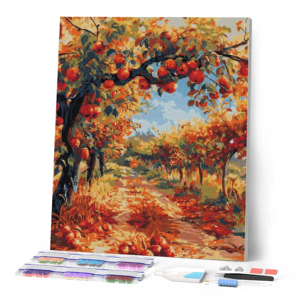 Figured'Art Rode Appels Herfstboom diamond painting 40x50 cm