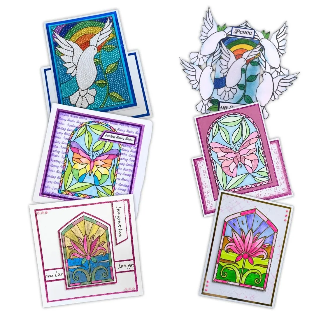 Craft Buddy Delightful Dove stempelset A6 glas-in-lood