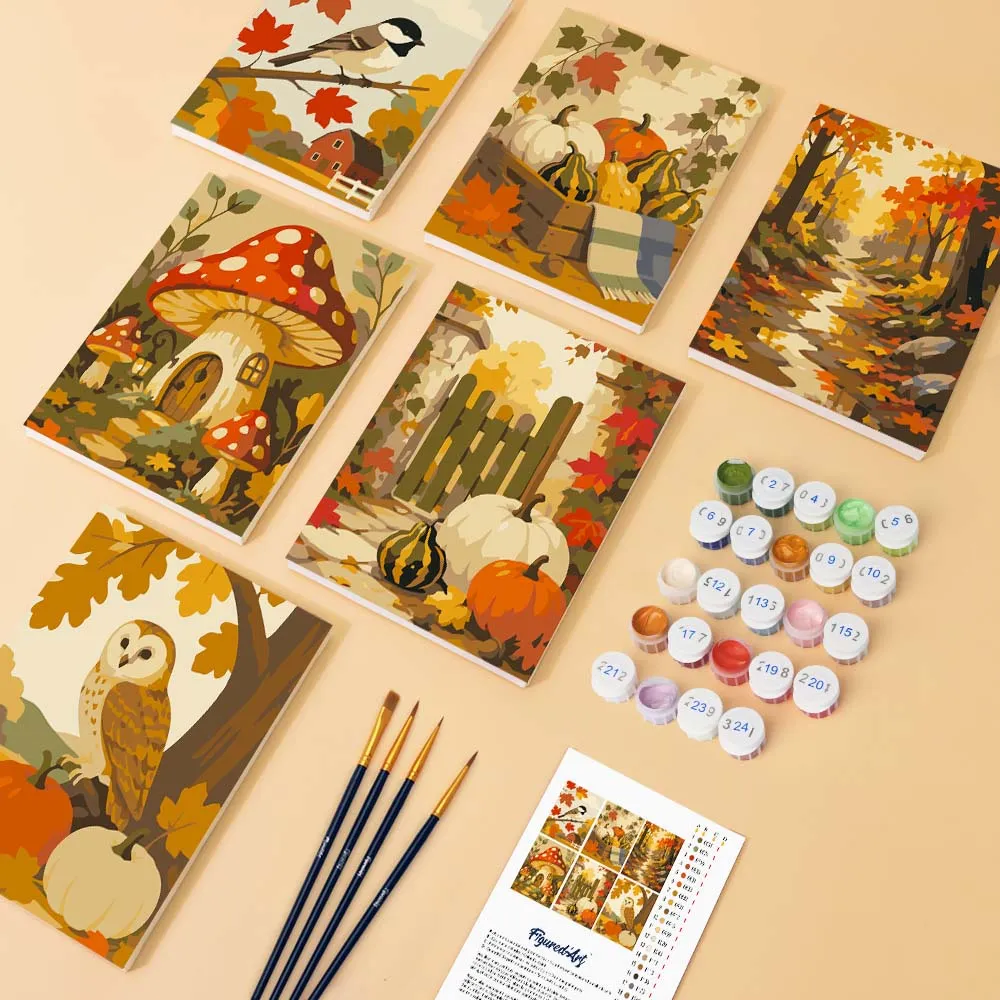 Figured'Art Oogst in het bos mini schilderen op nummer 6 stuks