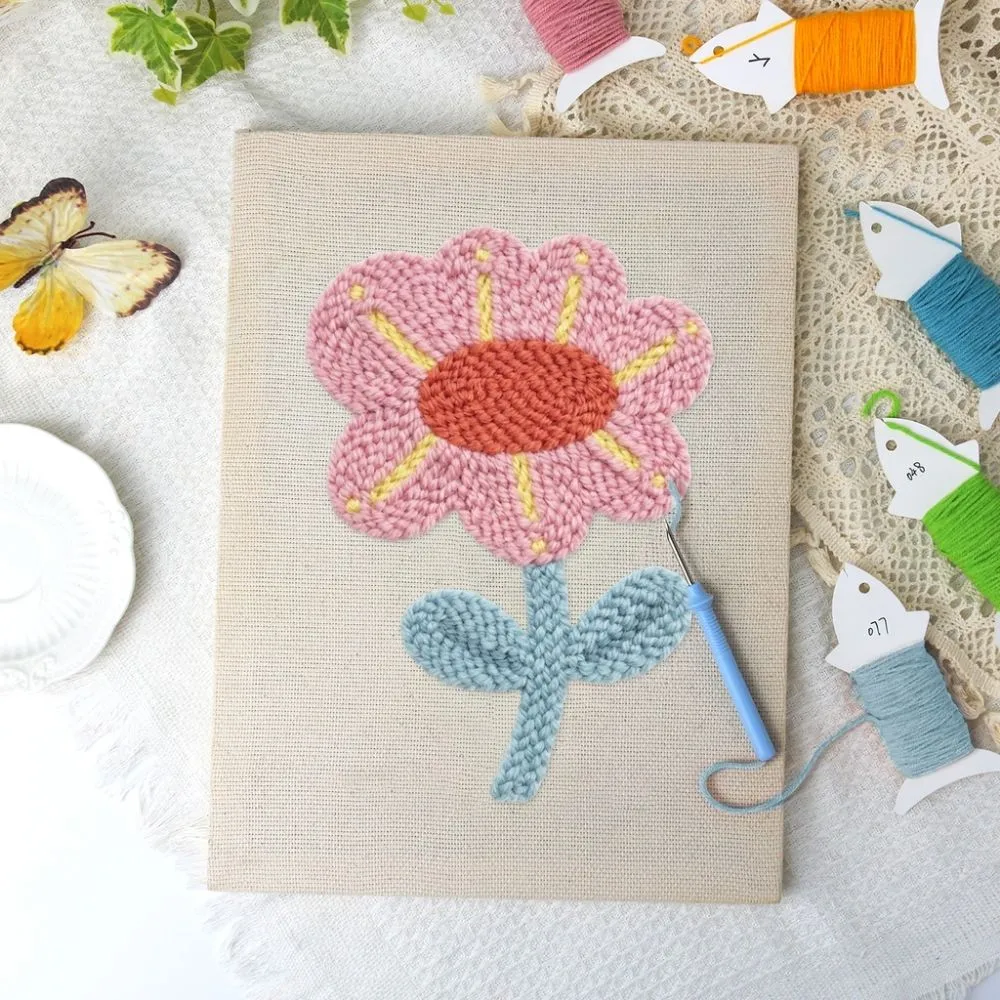Figured'Art Zachte Bloem punch needle pakket met frame bloemen zacht garen