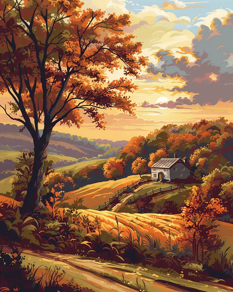 Figured'Art Herfstlandschap Diamond Painting Full Drill herfst
