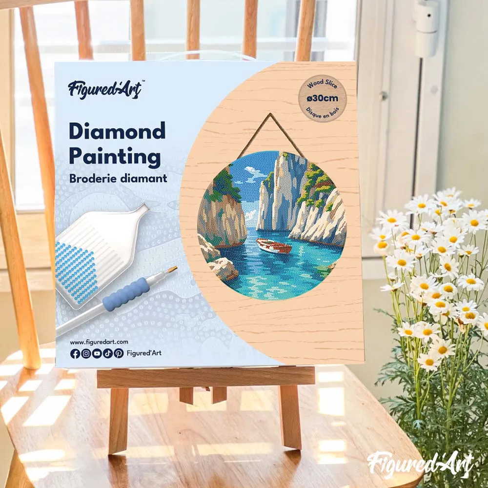 Figured'Art Rustige Blauwe Inham Diamond Painting Hout 30 cm