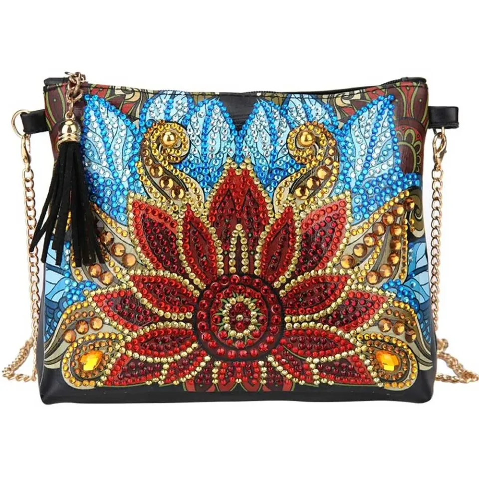 Figured'Art Bloem tas diamond painting 18x15 cm PU-leer