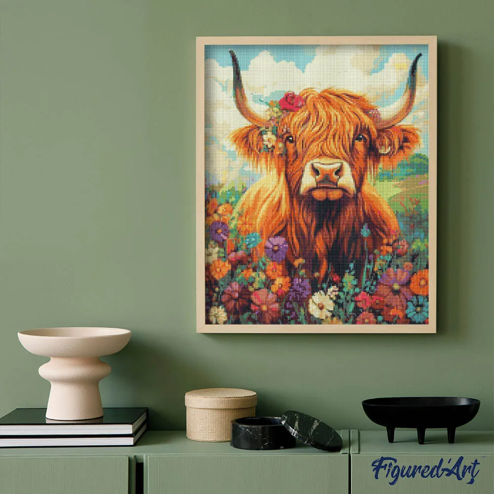 Figured'Art Schotse Hooglander diamond painting 40x50 cm vierkant