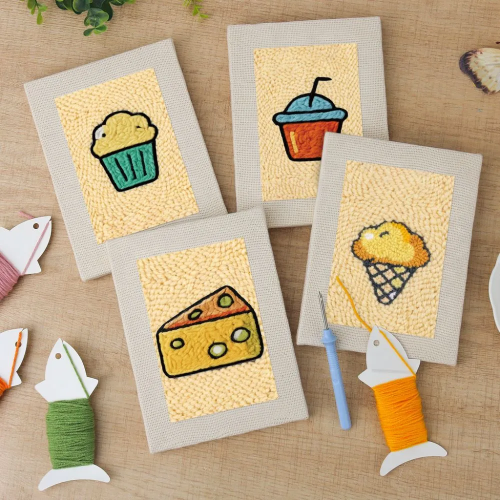 Figured'Art Punch Needle Heerlijke Hapjes set 4 frames 15x20cm