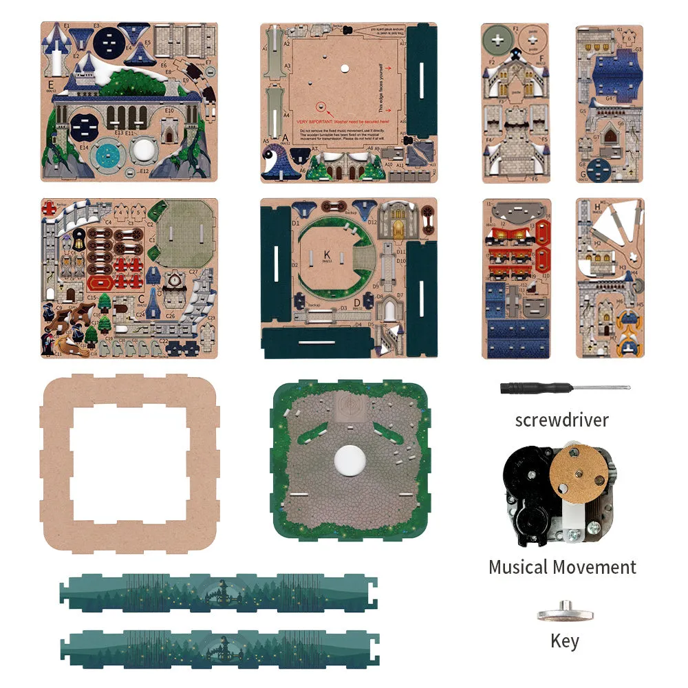 Figured'Art Magisch Kasteel 3D puzzel muziekdoos 111 stukjes roterend