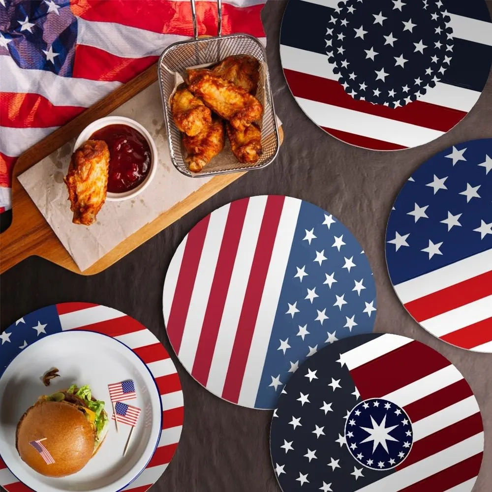 Figured'Art Amerikaanse Vlag schilderen op nummer placemats 6 stuks 20 cm