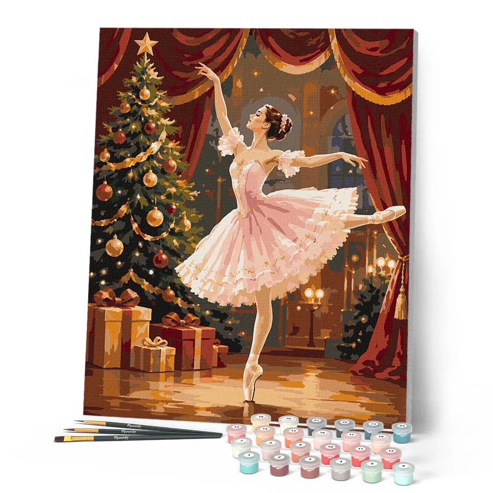 Figured'Art Kerstballerina schilderen op nummer 40x50 cm winter