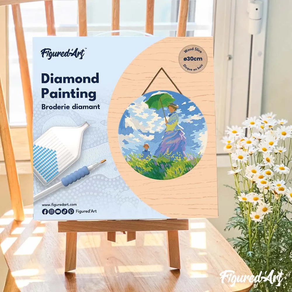 Figured'Art De Wandeling Monet diamond painting hout 30 cm rond