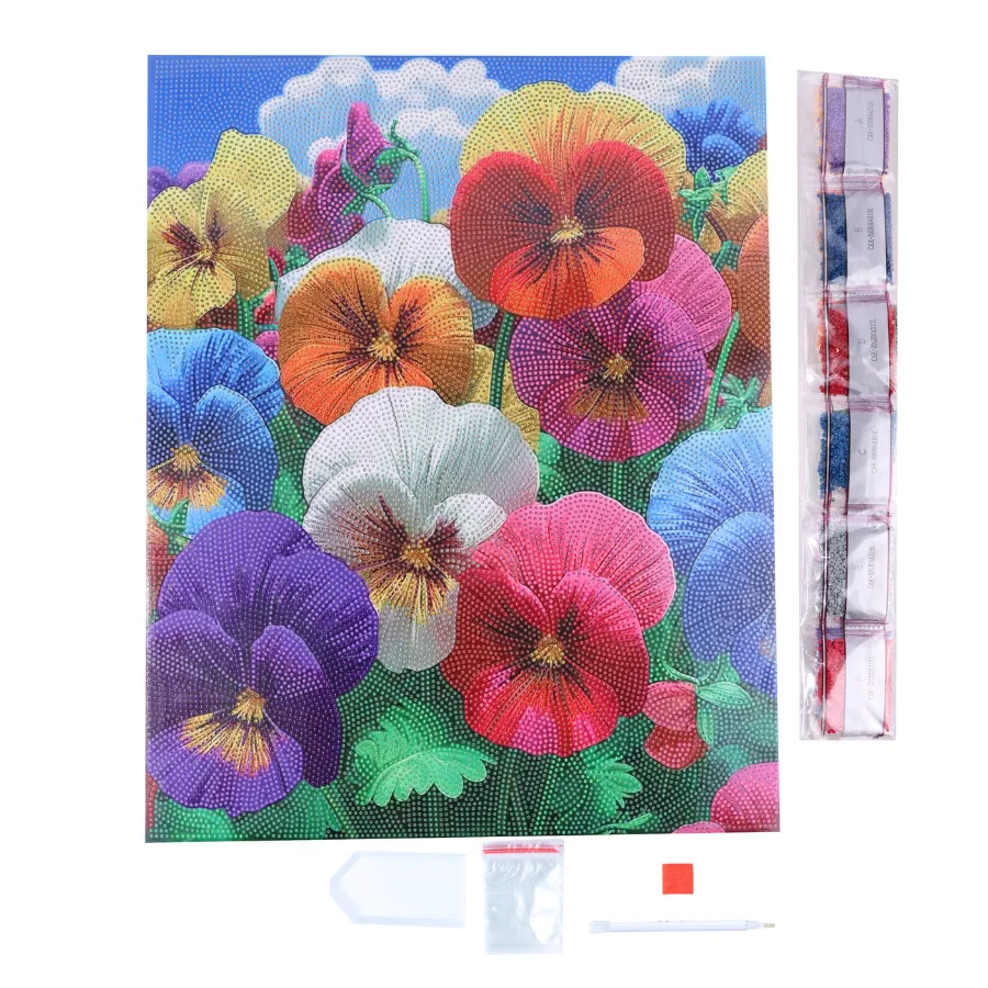 Craft Buddy Crystal Art Perfect Pansies canvas 40x50cm viooltjes