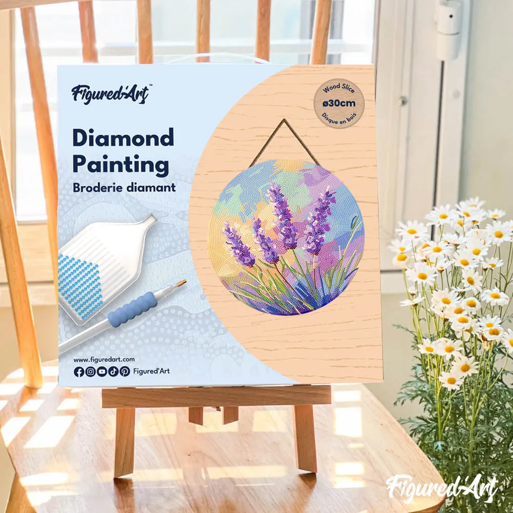 Figured'Art Lavendel Diamond Painting Houten Schijf 30cm rond