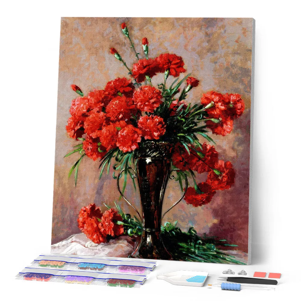 Figured'Art Anjers in zilveren vaas Diamond painting
