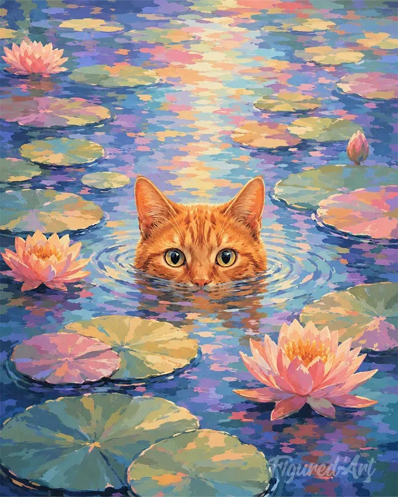 Figured'Art Tussen waterlelies schilderen op nummer 40x50 cm gemiddeld