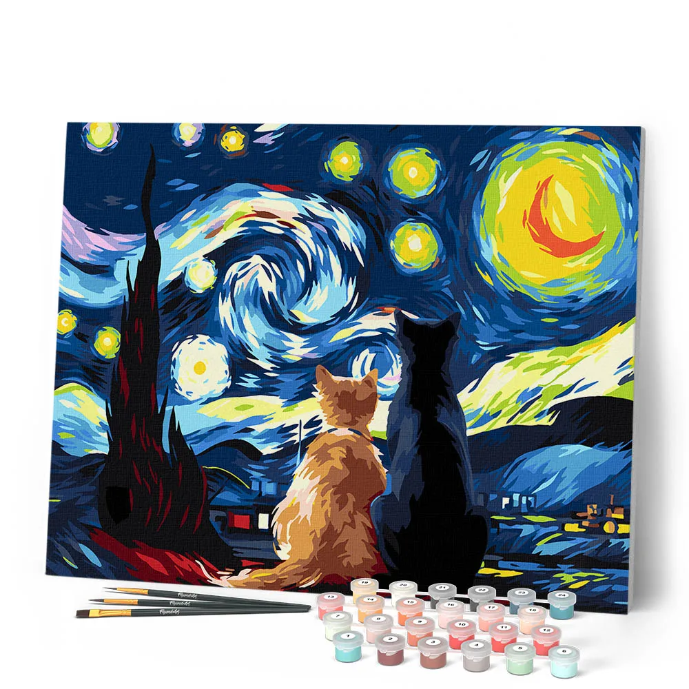 Figured'Art Sterrennacht Metgezellen schilderen op nummer 40x50cm
