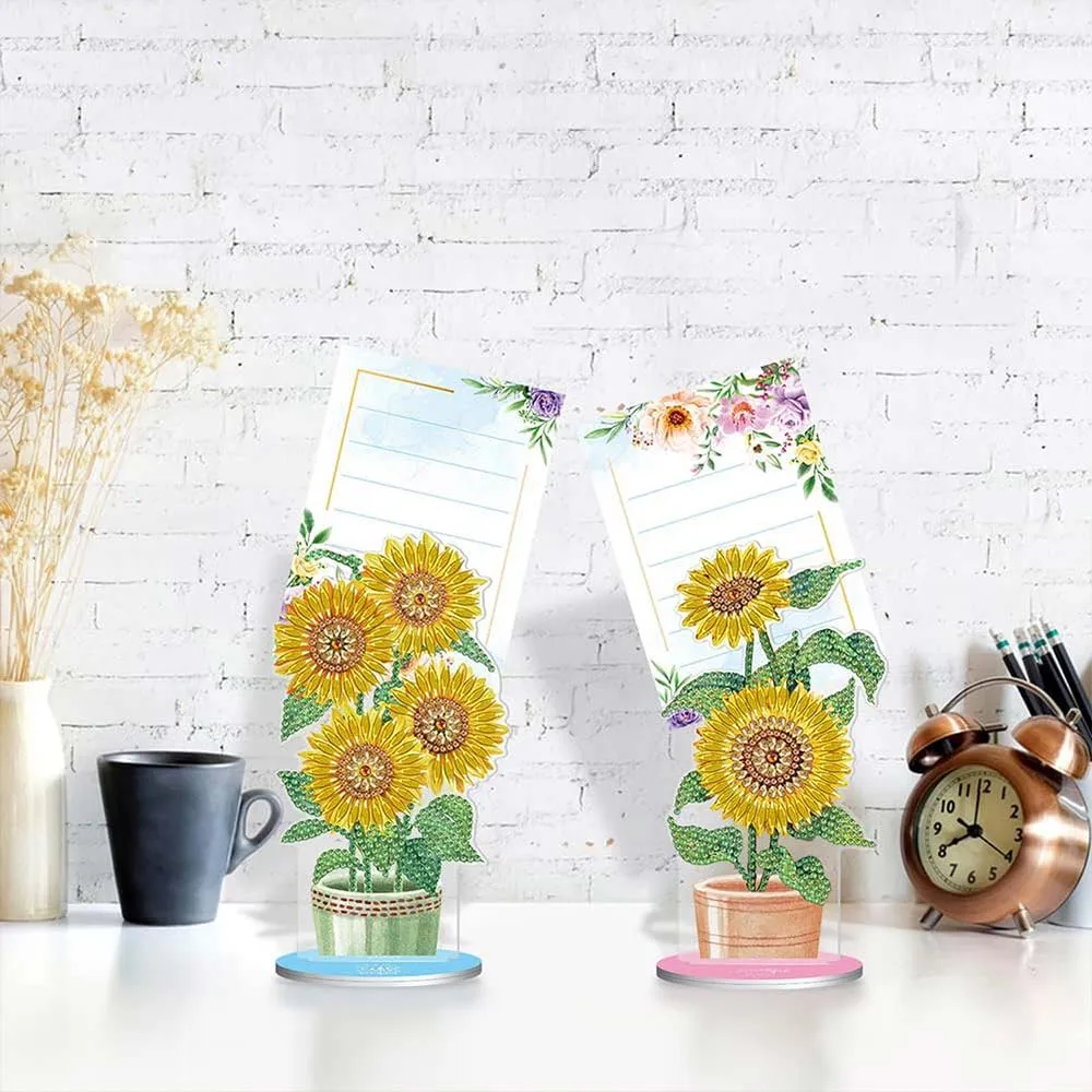 Figured'Art Zonnebloemen notitiehouder diamond painting 2 stuks