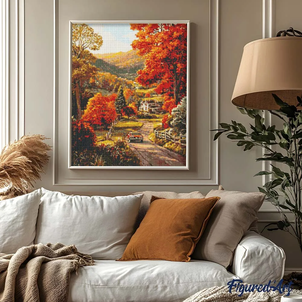 Figured'Art Landweg in de herfst diamond painting 40x50 cm herfst