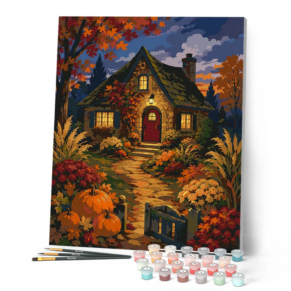 Figured'Art Pompoenhuisje in de Schemering schilderen op nummer 40x50