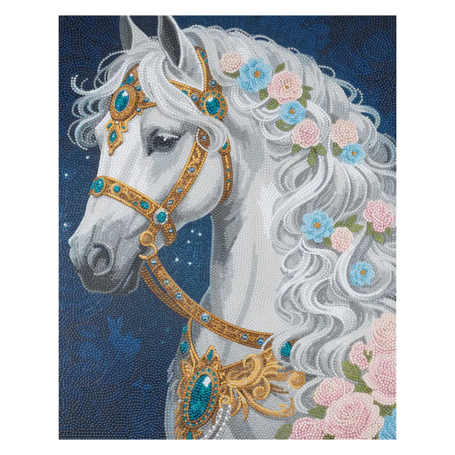 Craft Buddy Crystal Art White Horse diamond painting 40x50cm volledig