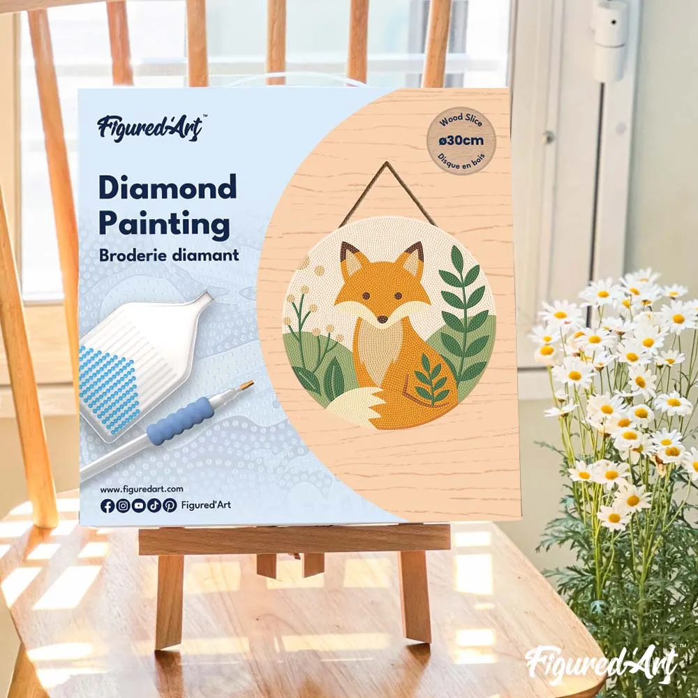 Figured'Art Vos diamond painting op houten schijf 30cm rond full drill