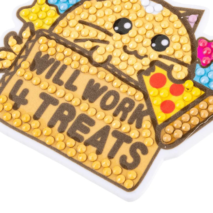 Craft Buddy Crystal Art Will Work 4 Treats sleutelhanger 9cm kat