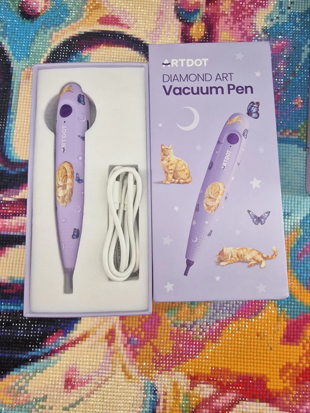 ARTDOT Elektrische diamond painting pen vacuum paars draadloos