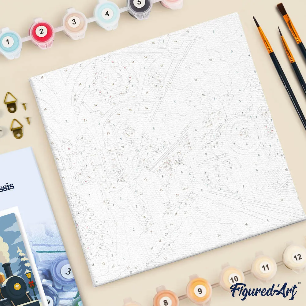 Figured'Art Mini Feestdagenexpress schilderen op nummer 20x20 frame