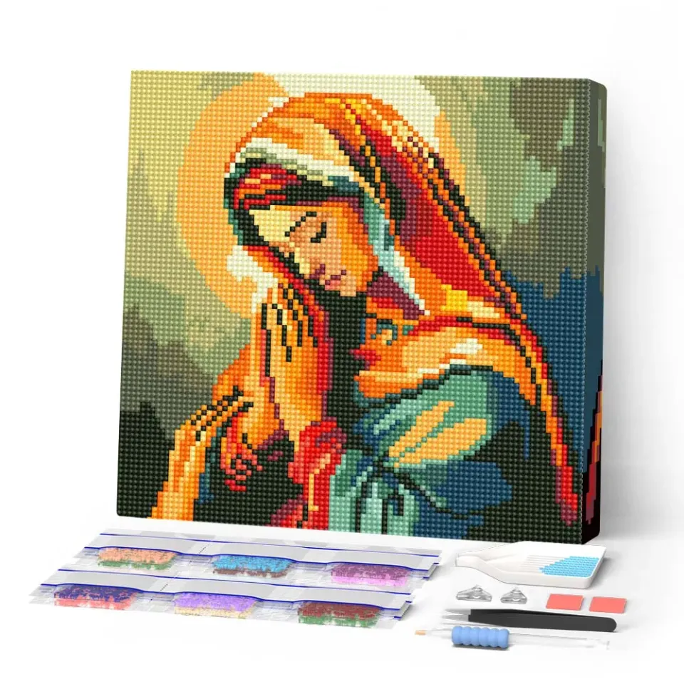 Figured'Art Mini Biddende Maria diamond painting 25x25cm rond