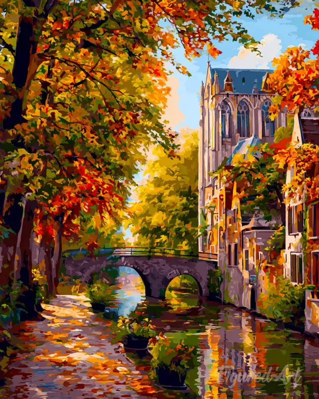 Figured'Art Rivierdorp in de herfst diamond painting 40x50 cm herfst