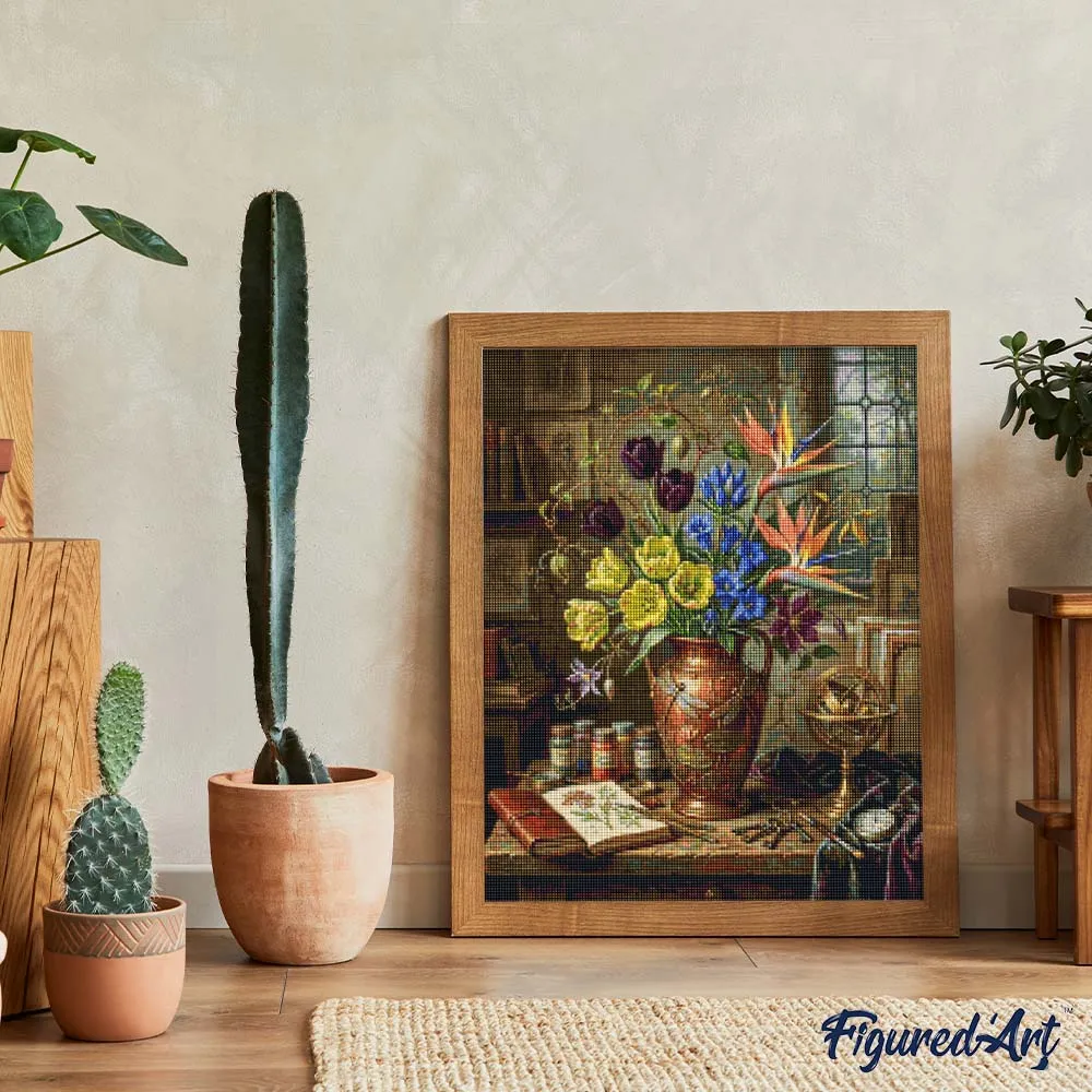 Figured'Art Tijdloze bloemen diamond painting 40x50cm full drill