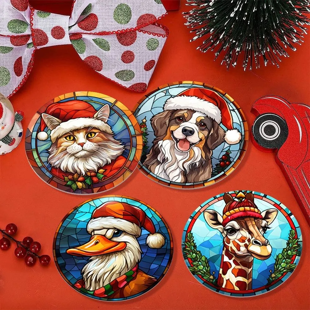 Figured'Art Kerstwezens schilderen op nummer onderzetters 10 cm 6x