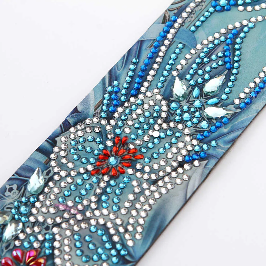 Figured'Art Blauwe Bloemen diamond painting boekenleggers 21x6cm