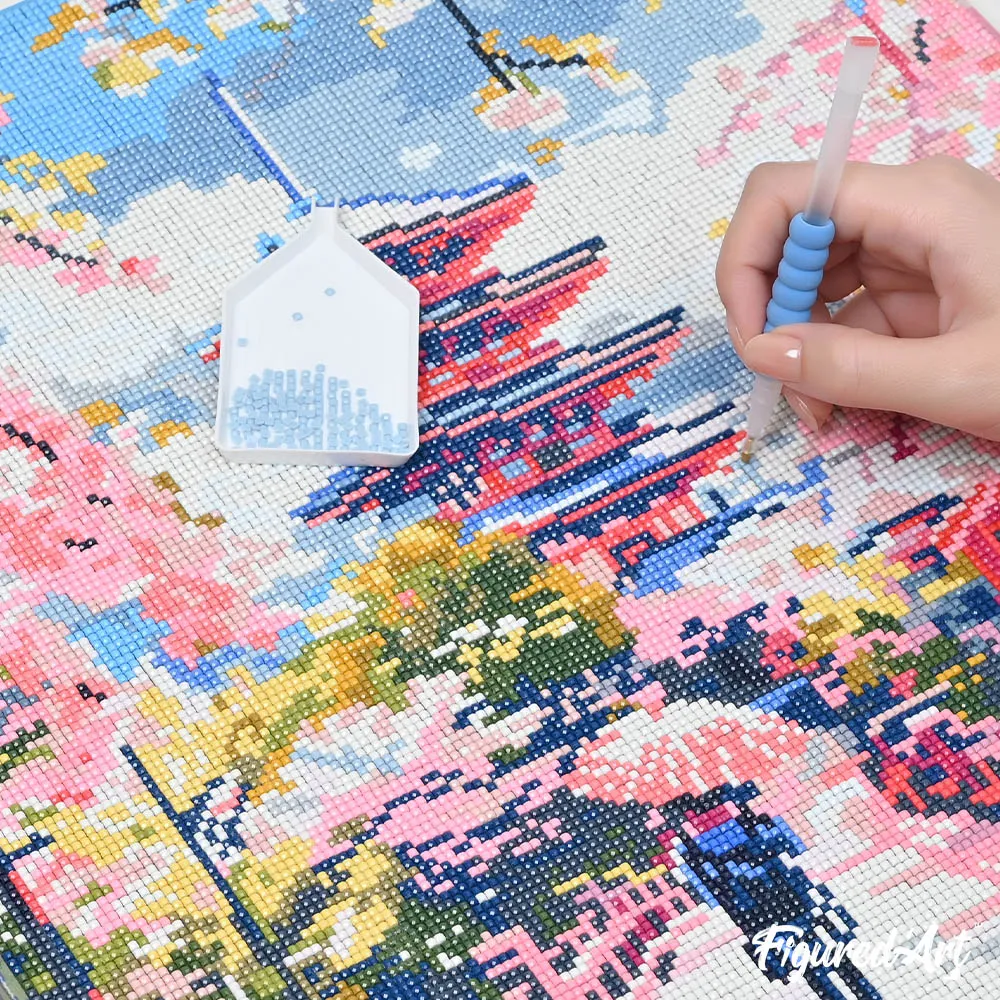 Figured'Art Pad naar de Kapel diamond painting 40x50cm ingelijst winter