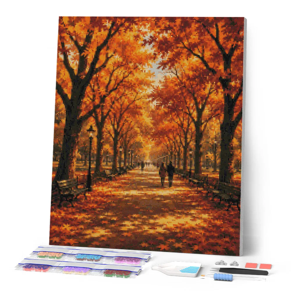 Figured'Art Literaire Wandeling in Central Park in de Herfst diamond painting